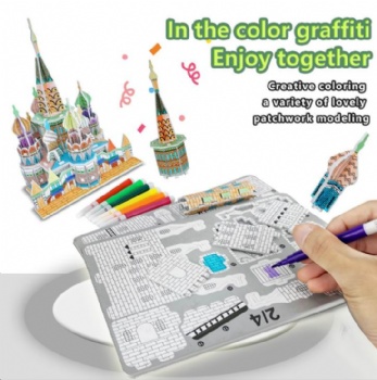 AG2255 3D Castle jigsaw puzzle DIY Coloring Painting